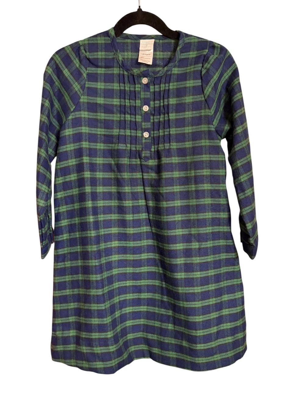 Edgehill Collection Plaid Green & Navy Kids Nightgown NWT Size 5
